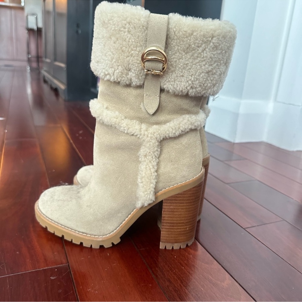 Women's coach Shearling-Lined Tan Boots